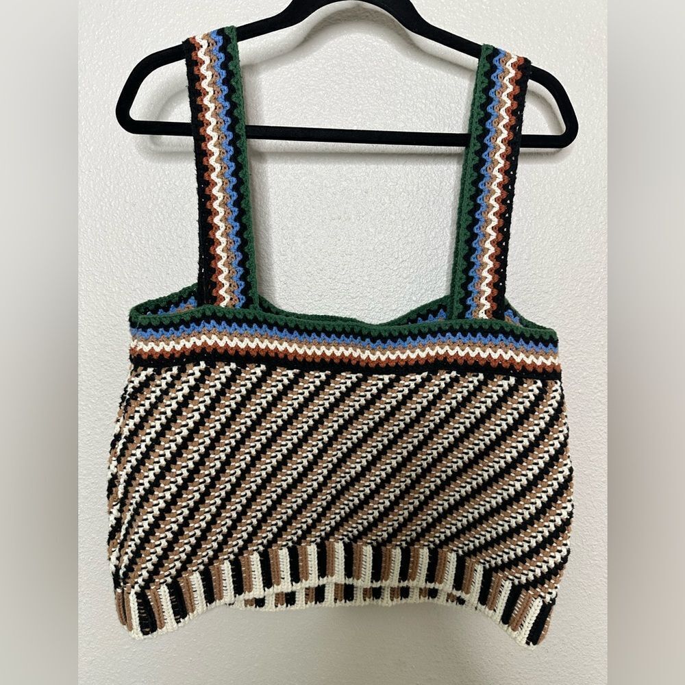 Veronica Beard Livina Woven Knit Sweater Stripe Diagnol Geometric Tank Top XL - Picture 6 of 10